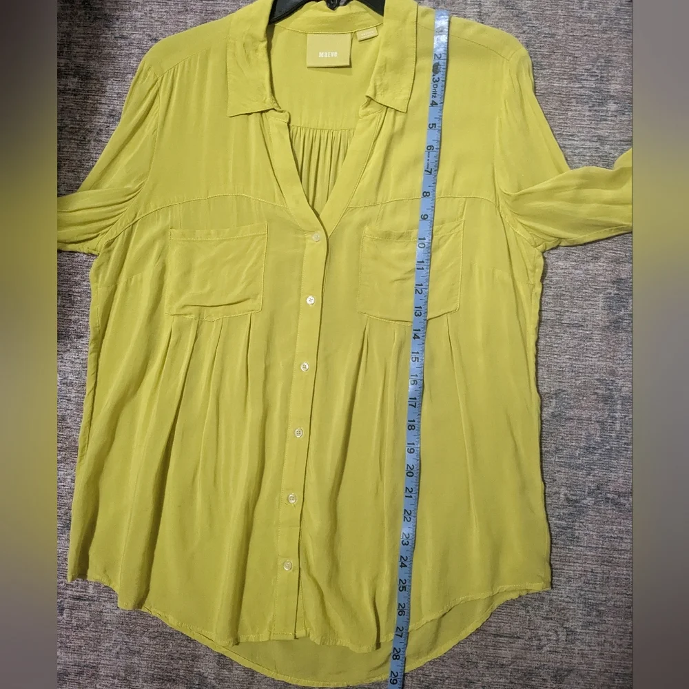 Maeve yellow M long sleeve tunic button up oversized - Picture 10 of 10